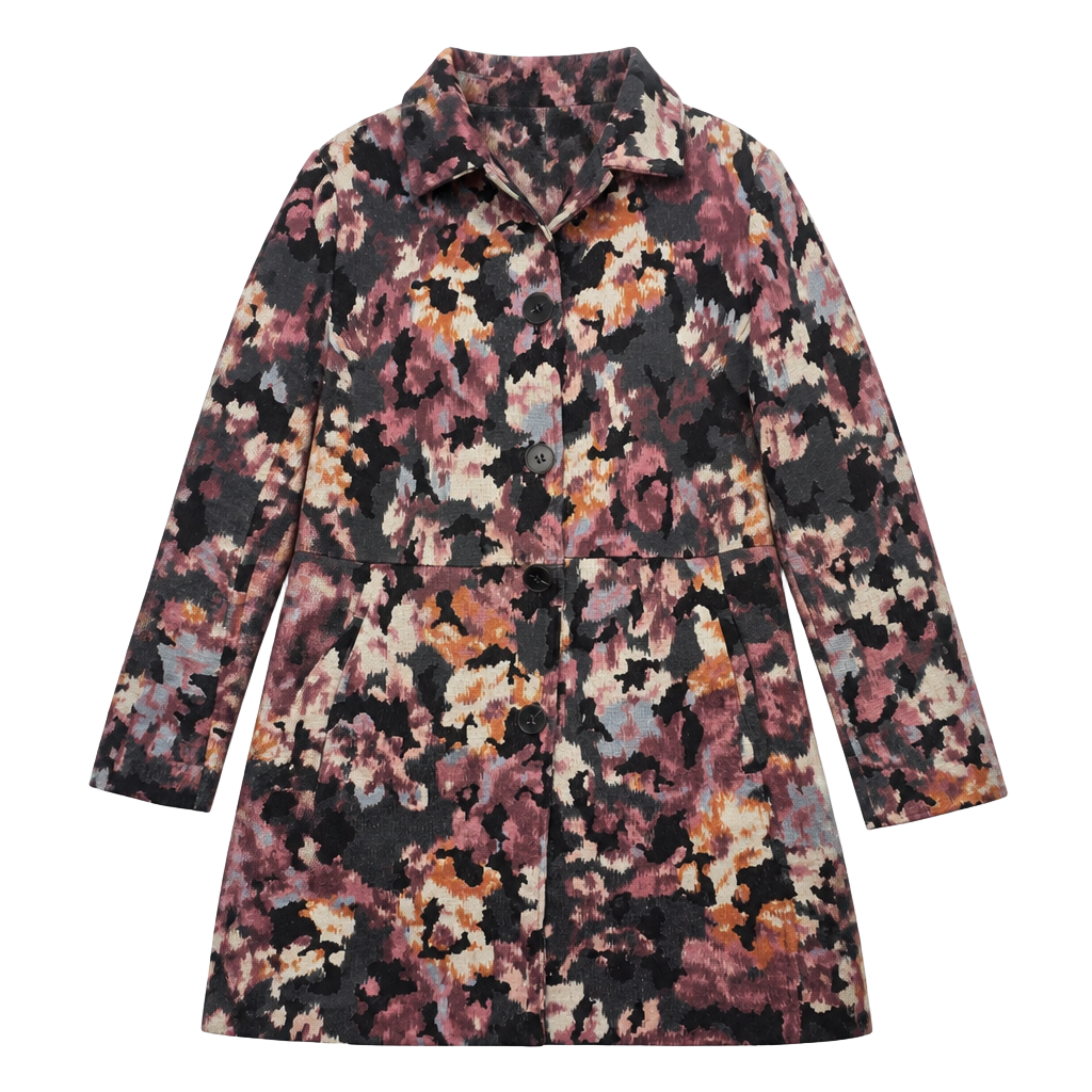 Chico's Women's NWT Modern Topper Jacket Floral Ikat Print Black Sz 1 US 8/10 1