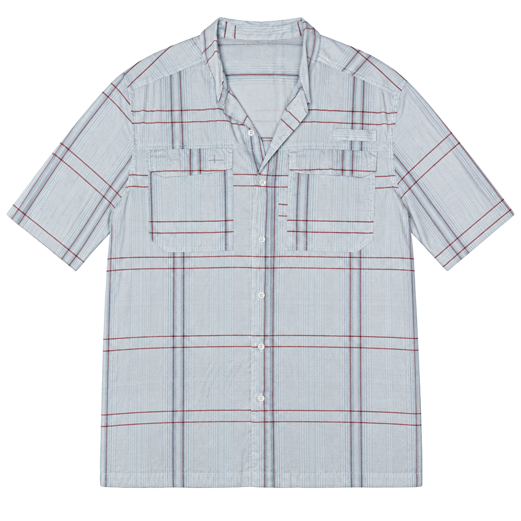 Habit Mens Fishing Shirt L Blue Plaid Short Sleeve UPF 40 Ventilated Pockets 1