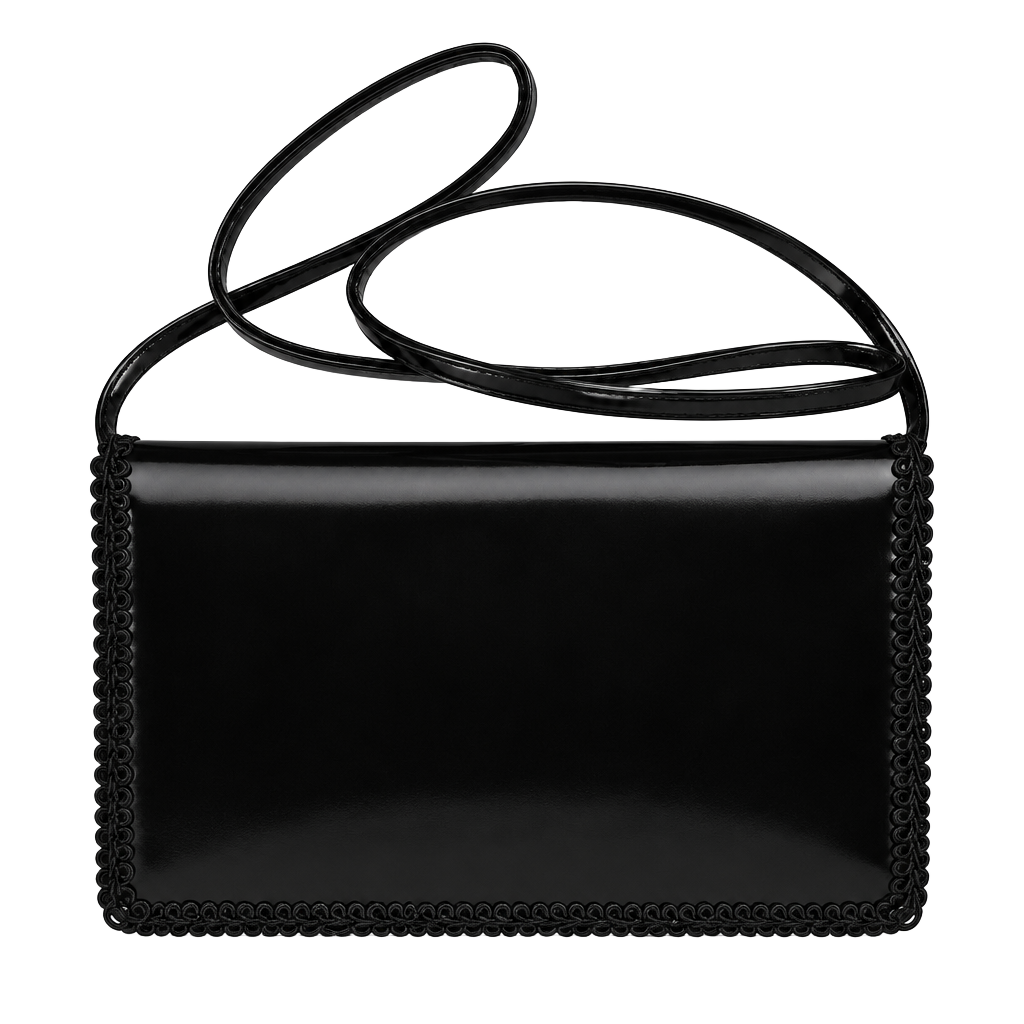 The Furst Collection Black Patent Leather Shoulder Bag Clutch Purse 1