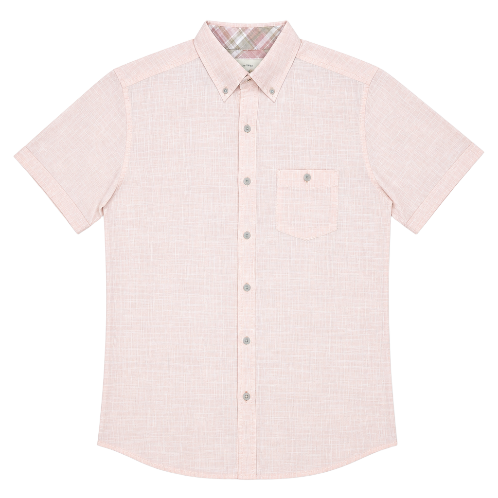 Weatherproof Vintage Men's Size M Short Sleeve Button Down Shirt Peach 1