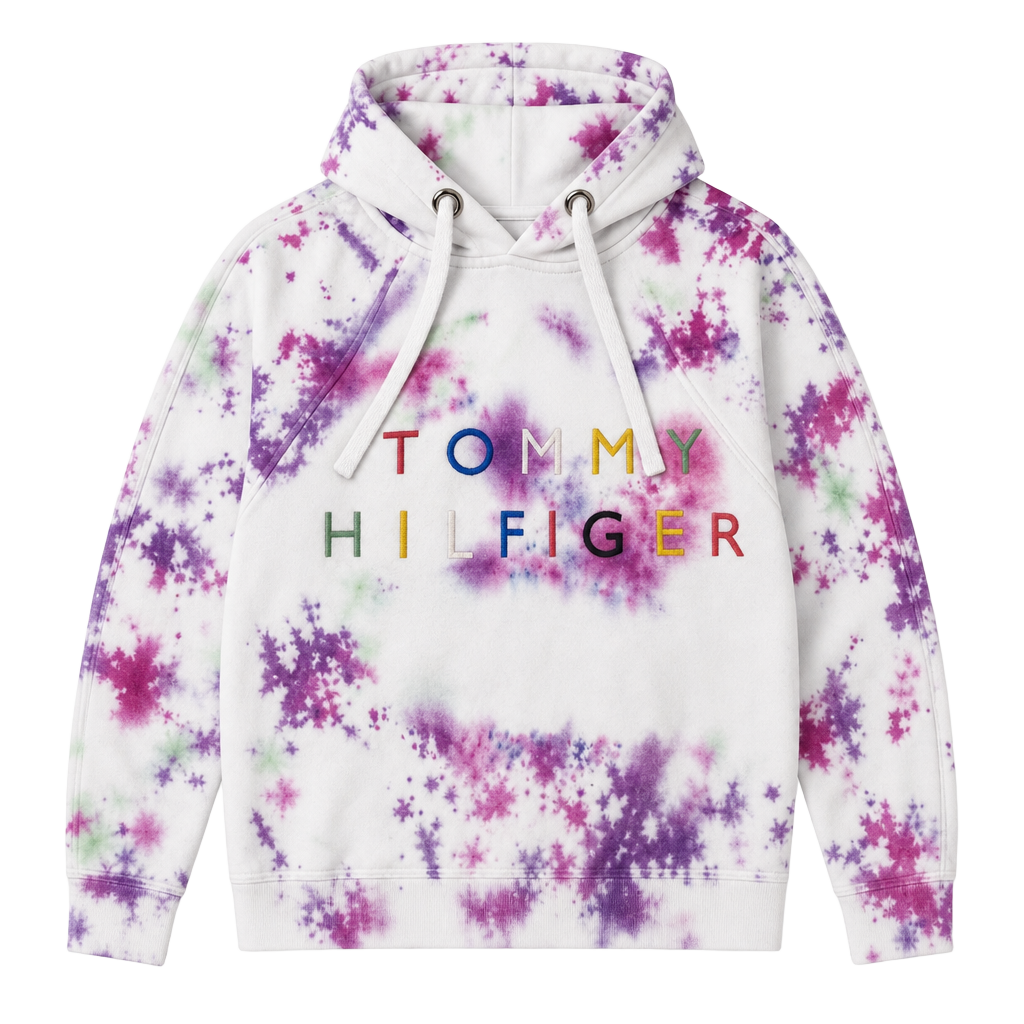 Tommy Hilfiger Women's Tie-Dye Embroidered Logo Hoodie Sweatshirt 1