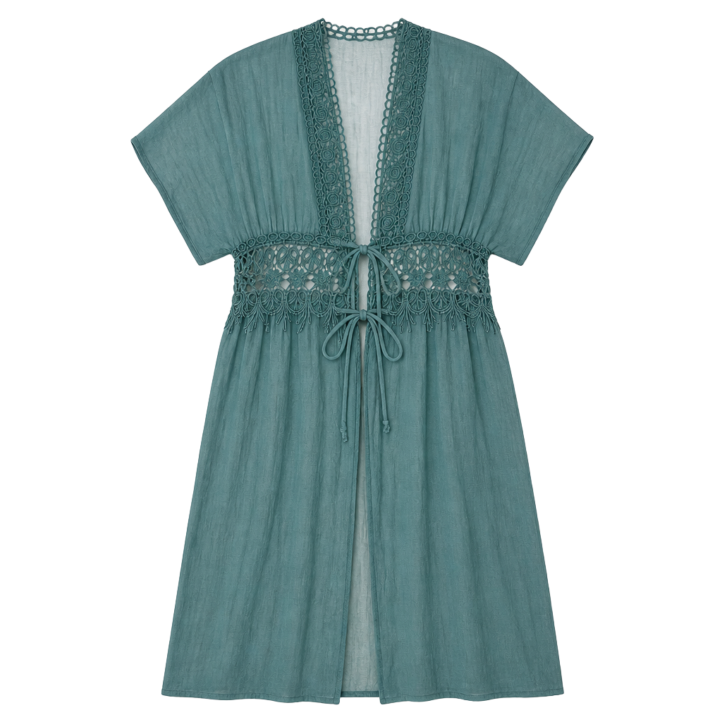 Forest fairy, forest witch, Whimsigoth, Flowy, Lacey Kimono tie front 1