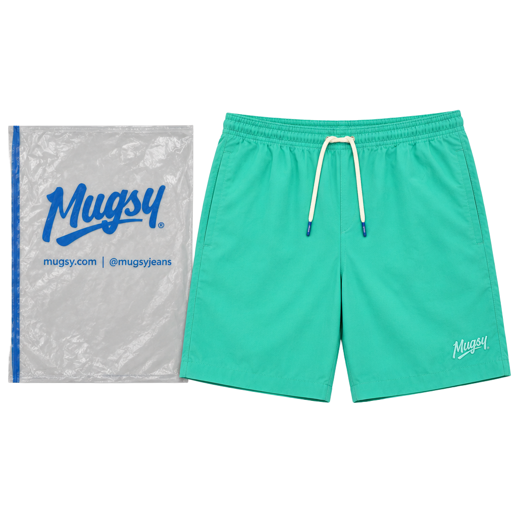 Men’s New Mugsy Small Swimsuit Swim Trunks Lagoon Blue 1