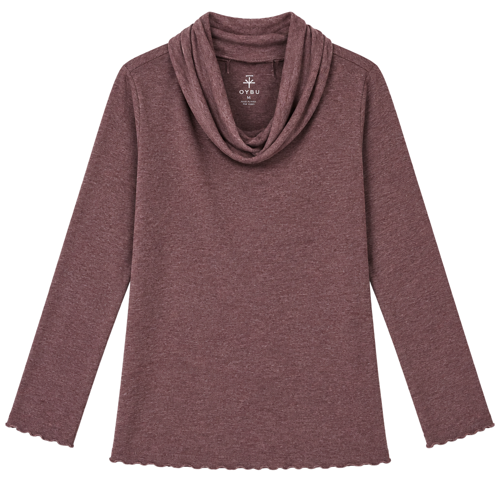 Women’s large nwt Soybu long sleeve purple funnel neck shirt thumb holes 1