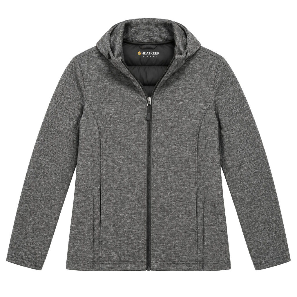 Heatkeep Hooded Quilted Puffer Jacket Size M Gray 1
