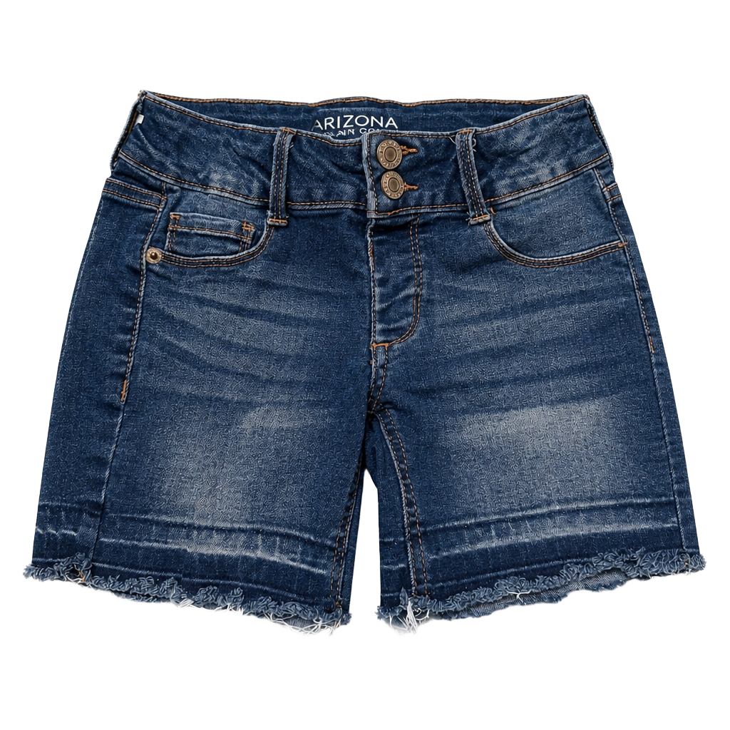 Arizona Jean Co. Midi Denim Shorts Size 8 Reg Blue Raw Hem 1