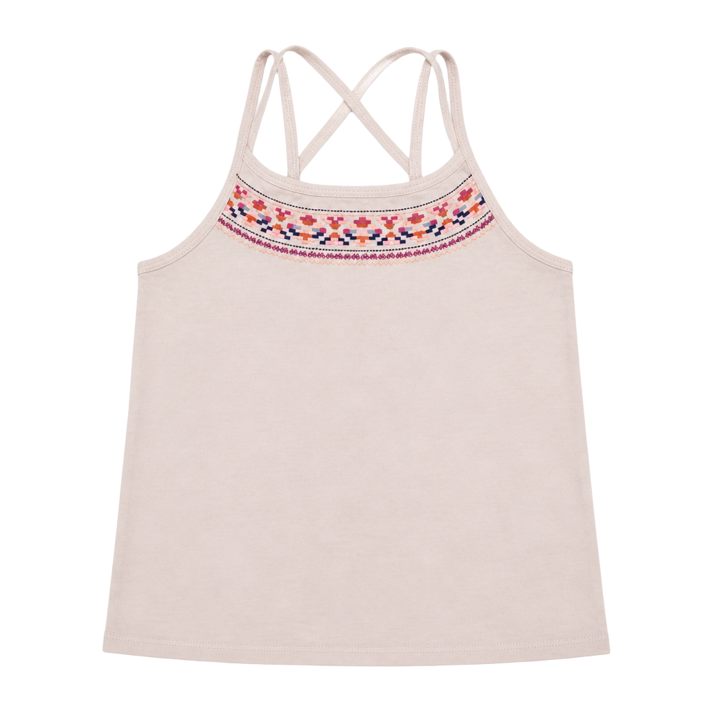 OshKosh B'gosh Tank Top Size 7 White Embroidered Crisscross Straps 1