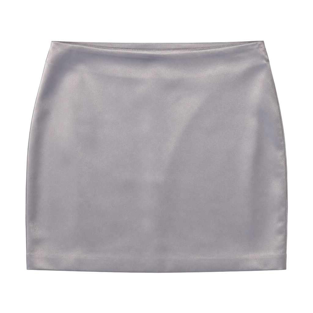 Anthropologie Silver Satin Mini Skirt Metallic Holiday Glam Clubing Sz M, NWT 1