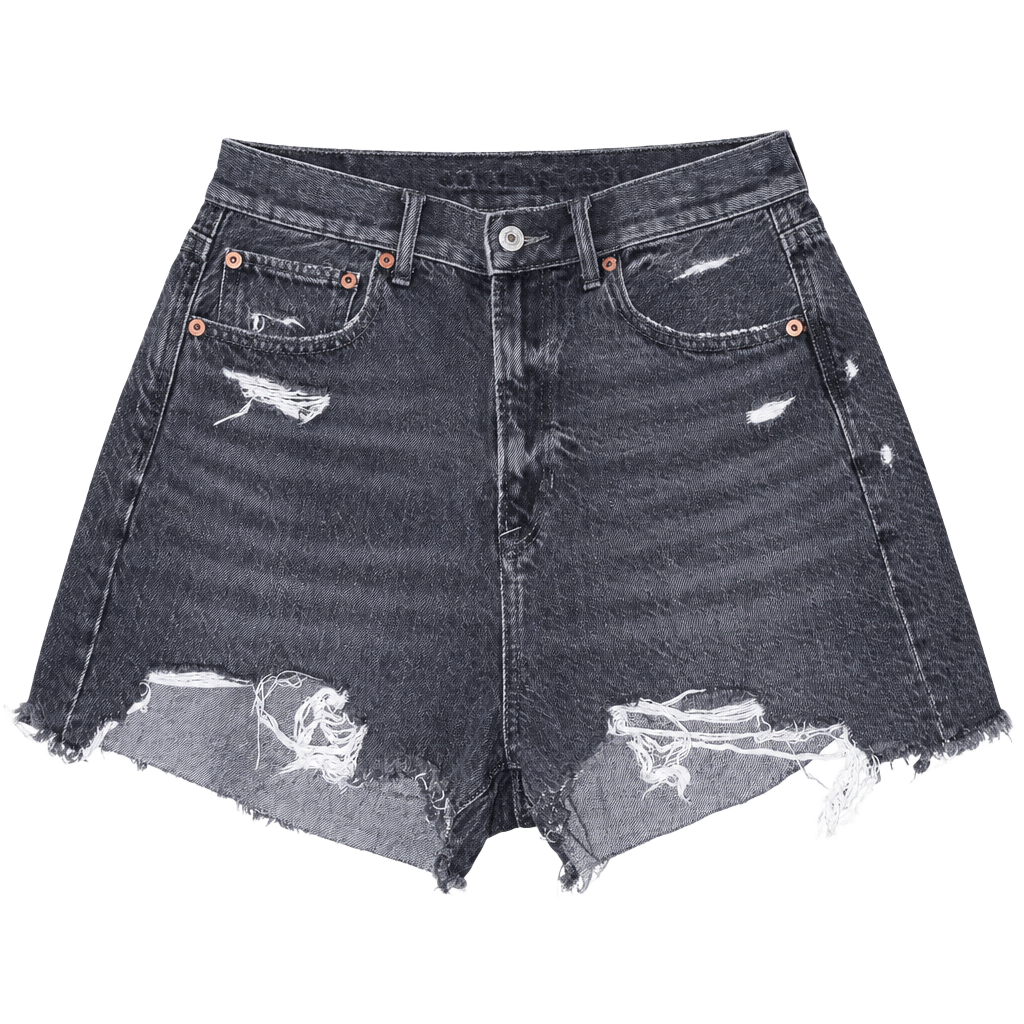 American Eagle Denim Cutoff Shorts Size 4 Black Distressed 1