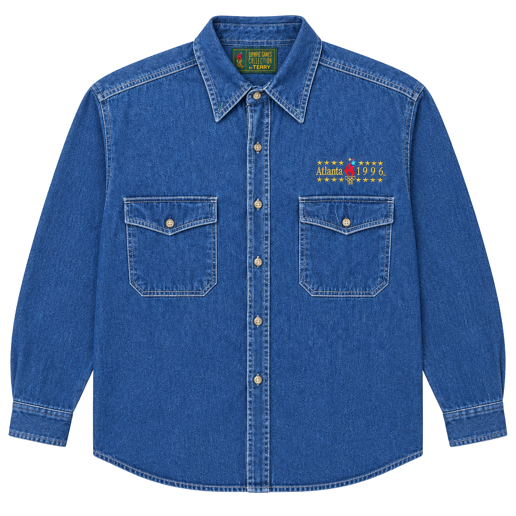 Vintage 1996 Denim Button Up Jacket Atlanta Olympic Games Collection By Terry 1