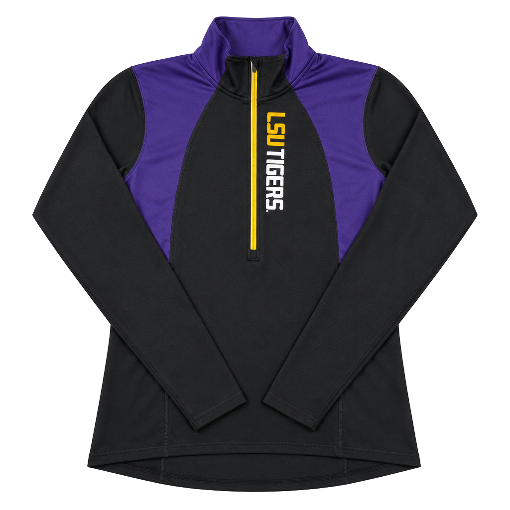LSU Tigers 1/4 Zip Pullover Rivalry Threads Size L Black Purple 1