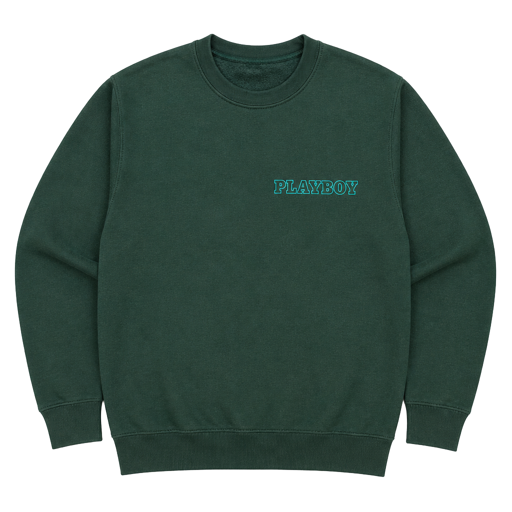 Playboy Forest Green Crewneck Pullover Sweatshirt 1