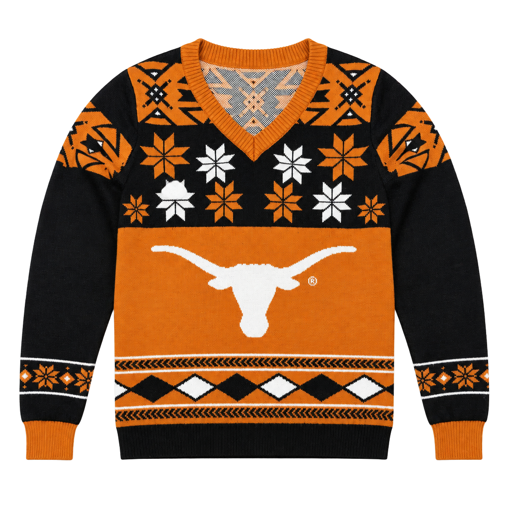 Texas Longhorns Christmas Sweater Womens Size XL/L Fair Isle Bevo 1