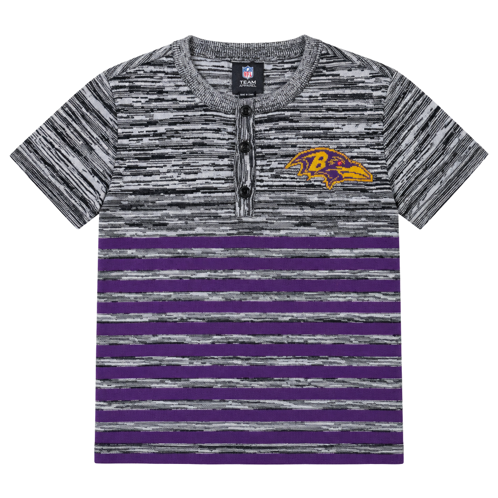 NFL Team Apparel Baltimore Ravens Sweater Size L Henley Stripe 1