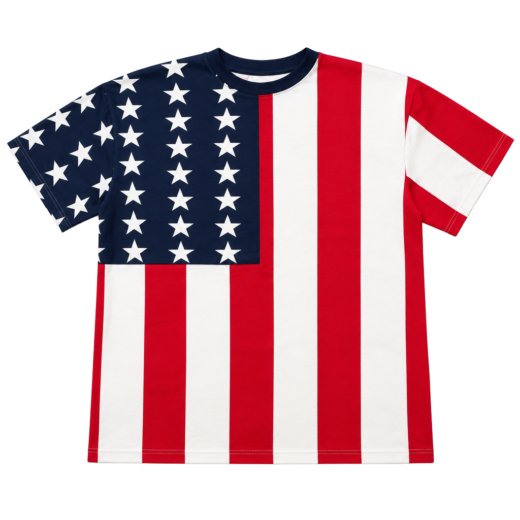 Vintage American Flag T Shirt USA Sun River Clothing Co. Size XXL Red White Blue 1