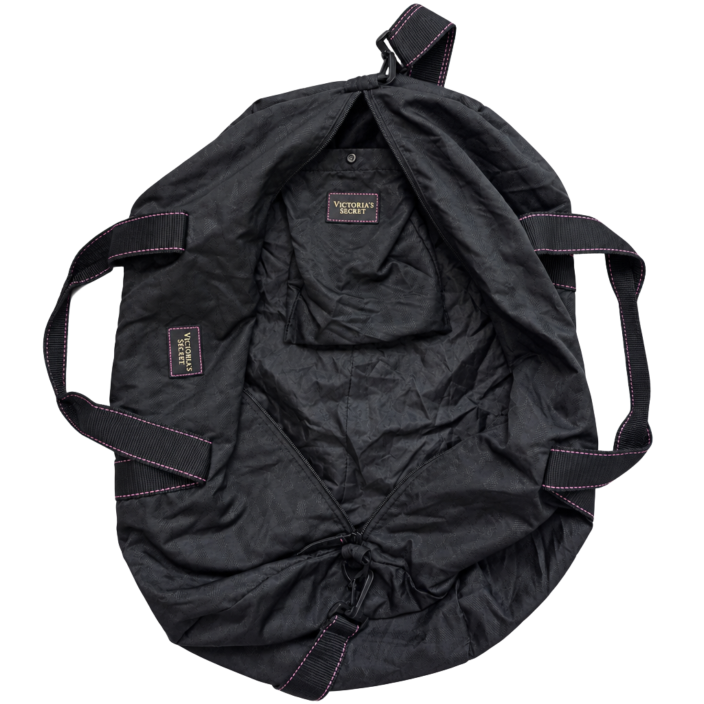 Victoria's Secret Black Nylon Duffle Weekender Gym Bag 1