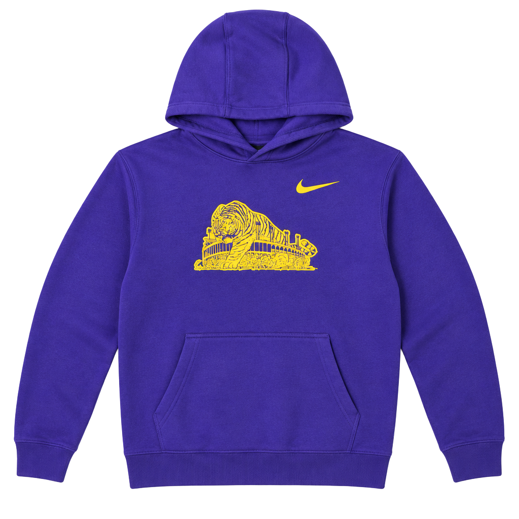 Nike LSU Tigers Vault Club Fleece Hoodie Size XL Purple Sweatshirt 1