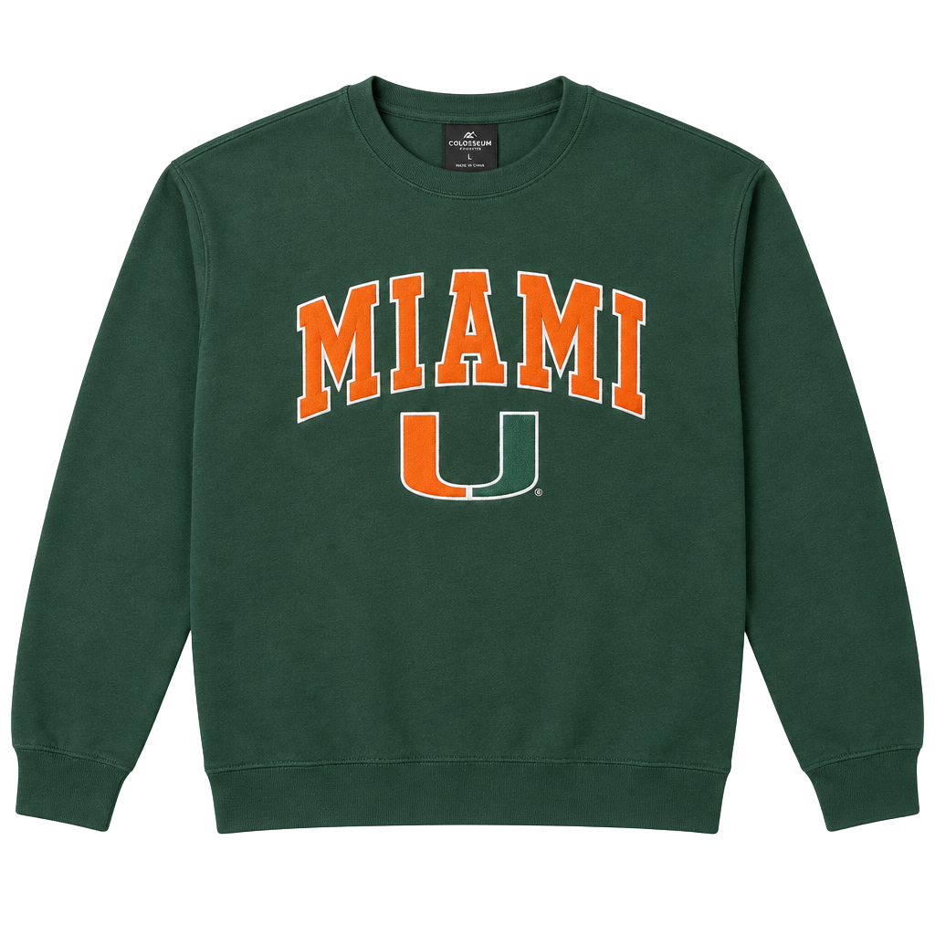 Miami Hurricanes Sweatshirt Size L Green Crewneck 1