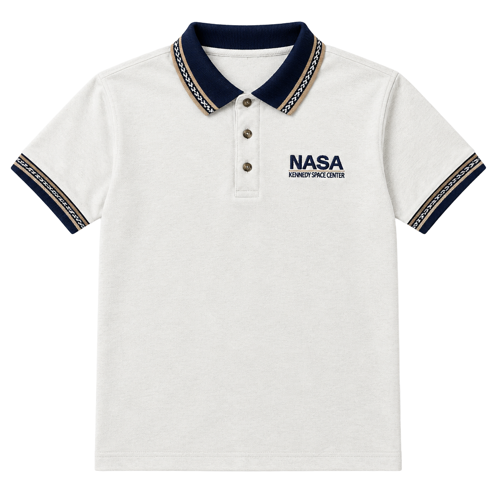 Vintage USA NASA Kennedy Space Center Polo Shirt Size XL White 1