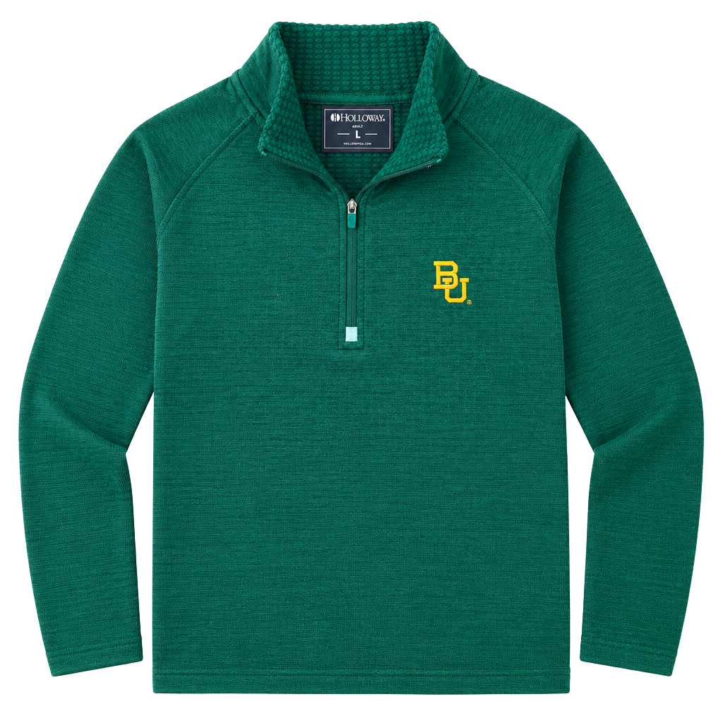 Baylor Bears University Half Zip Pullover Size L Green with pocket! 1
