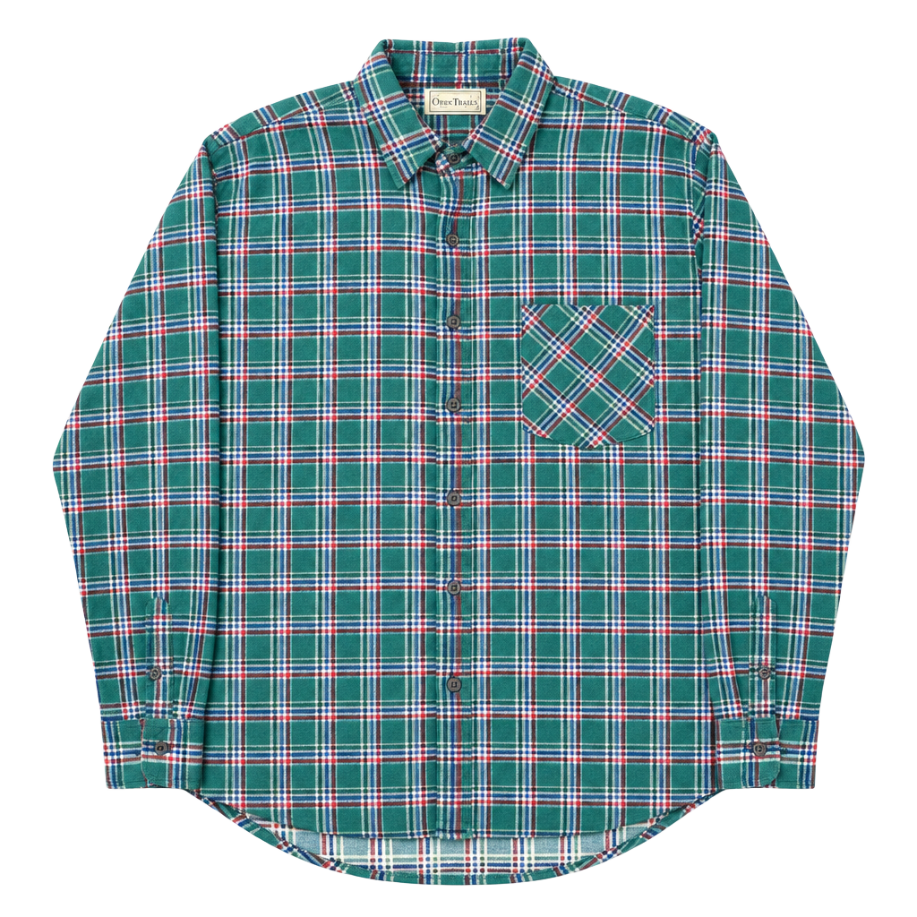 Vintage Open Trails Plaid Flannel Shirt Size XL Green Cotton Long Sleeve 1