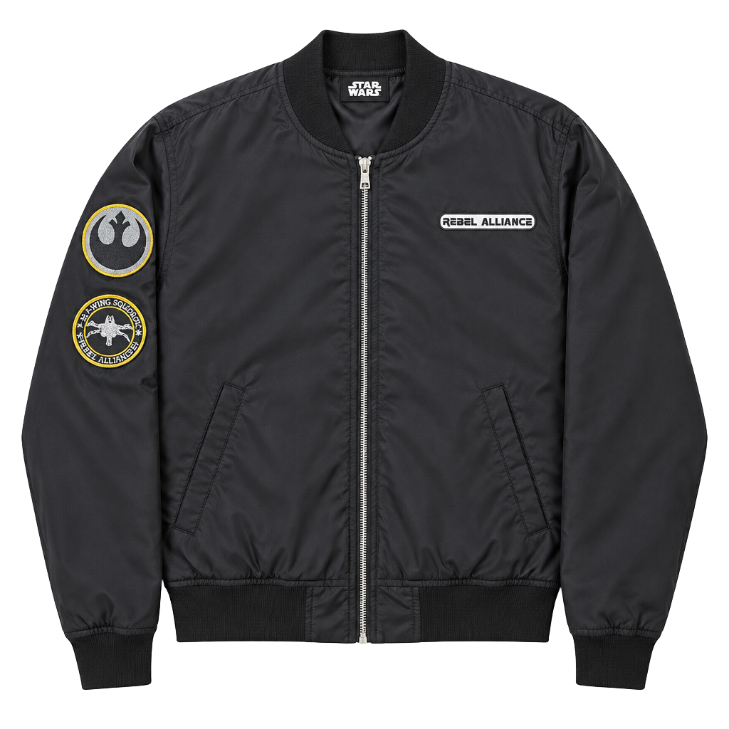 Men’s Star Wars Rebel Alliance Bomber Jacket Size M Black X-Wing Squadron Gift 1