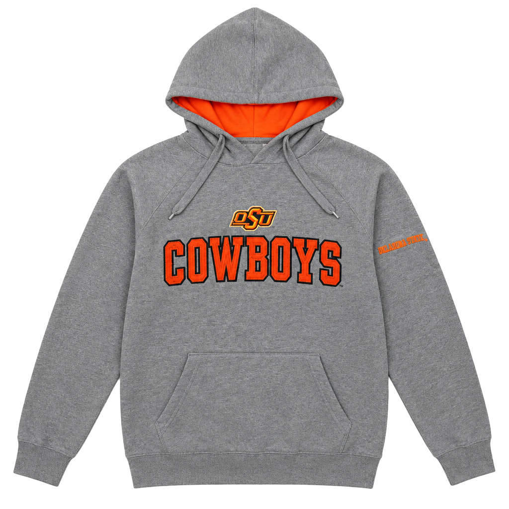 Vintage Oklahoma State Cowboys Hoodie Old Varsity Brand Gray Orange Adult S 1