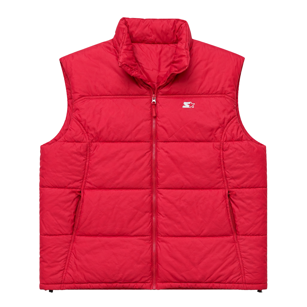 Starter Men's Red Puffer Vest Down-Filled Zip-Up Gilet Size XL 1