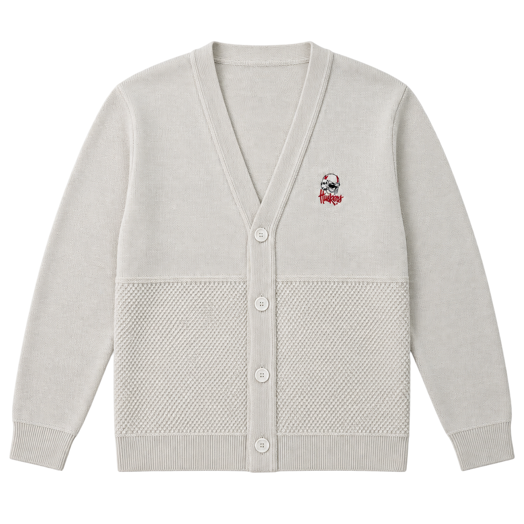 Nebraska Cornhuskers Vintage Knit Cardigan Sweater Off White No Tag 1
