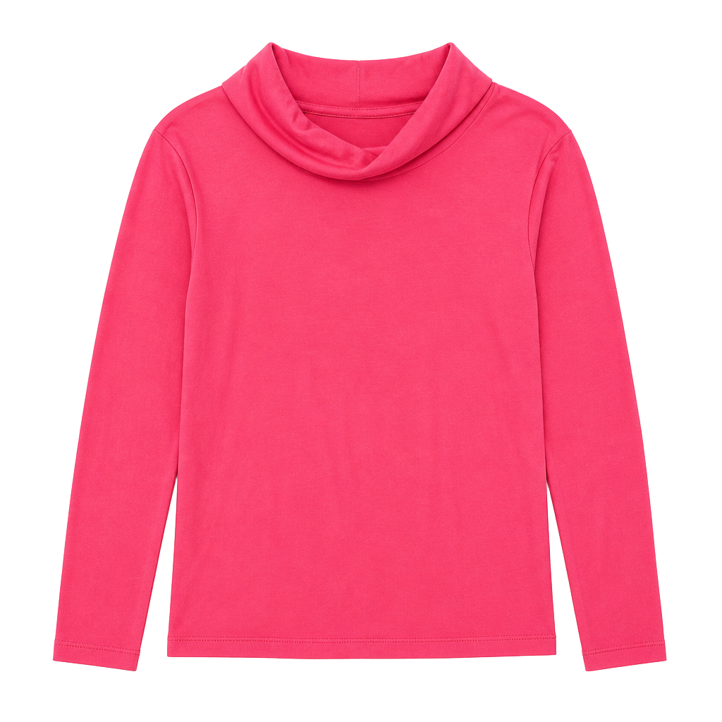 L.L.Bean Women's Supima Cotton Long Sleeve Cowl Neck Tunic Shirt Pink 1