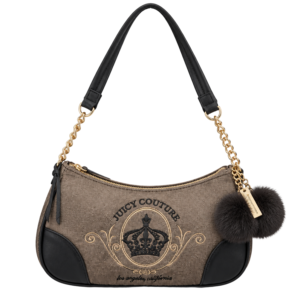 Juicy Couture Juicy Magnifique Shoulder Bag Iced Coffee Velour 1