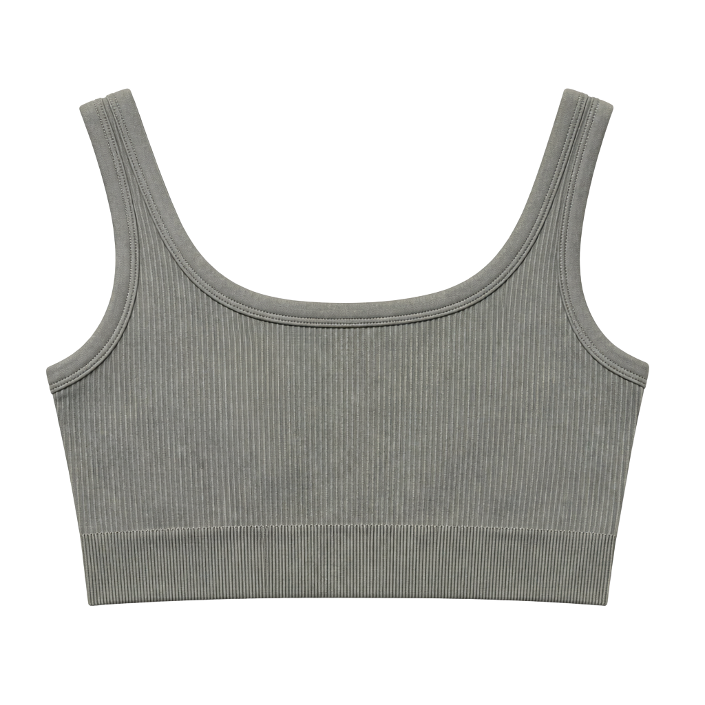 Fashion Nova Gray Ribbed Seamless Sports Bra Bralette Size M 1
