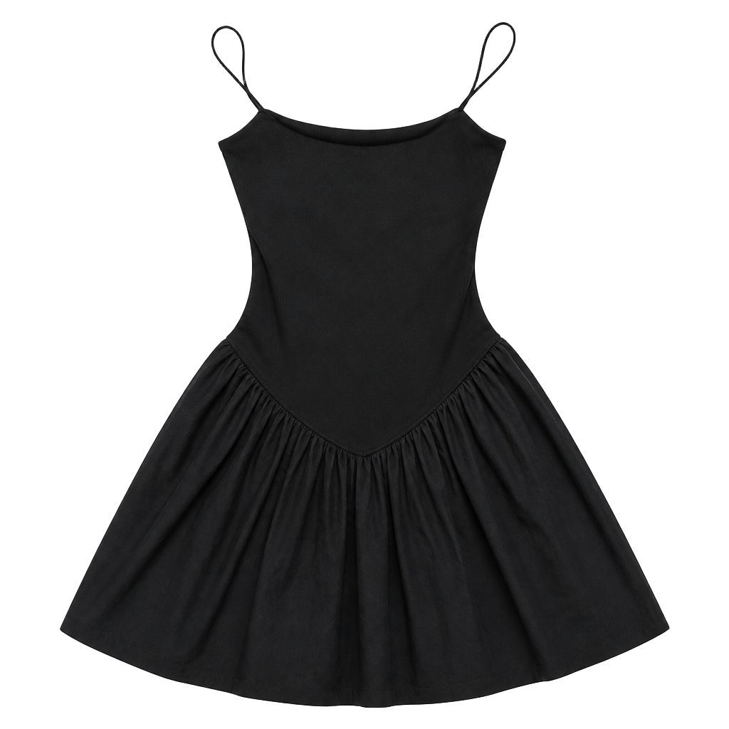 Zara Black Spaghetti Strap Bubble Hem Mini Dress 1