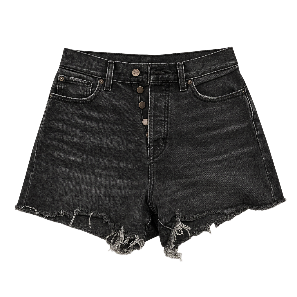 BDG Urban Outfitters Black High-Rise Button-Fly Raw Hem Denim Shorts 1