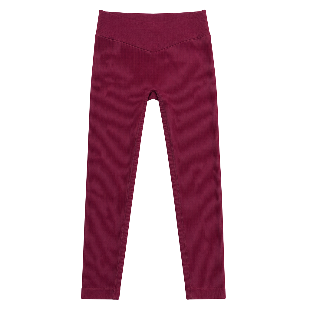 Nova Sport Ribbed Crossover High-Waisted Leggings Maroon Size M 1