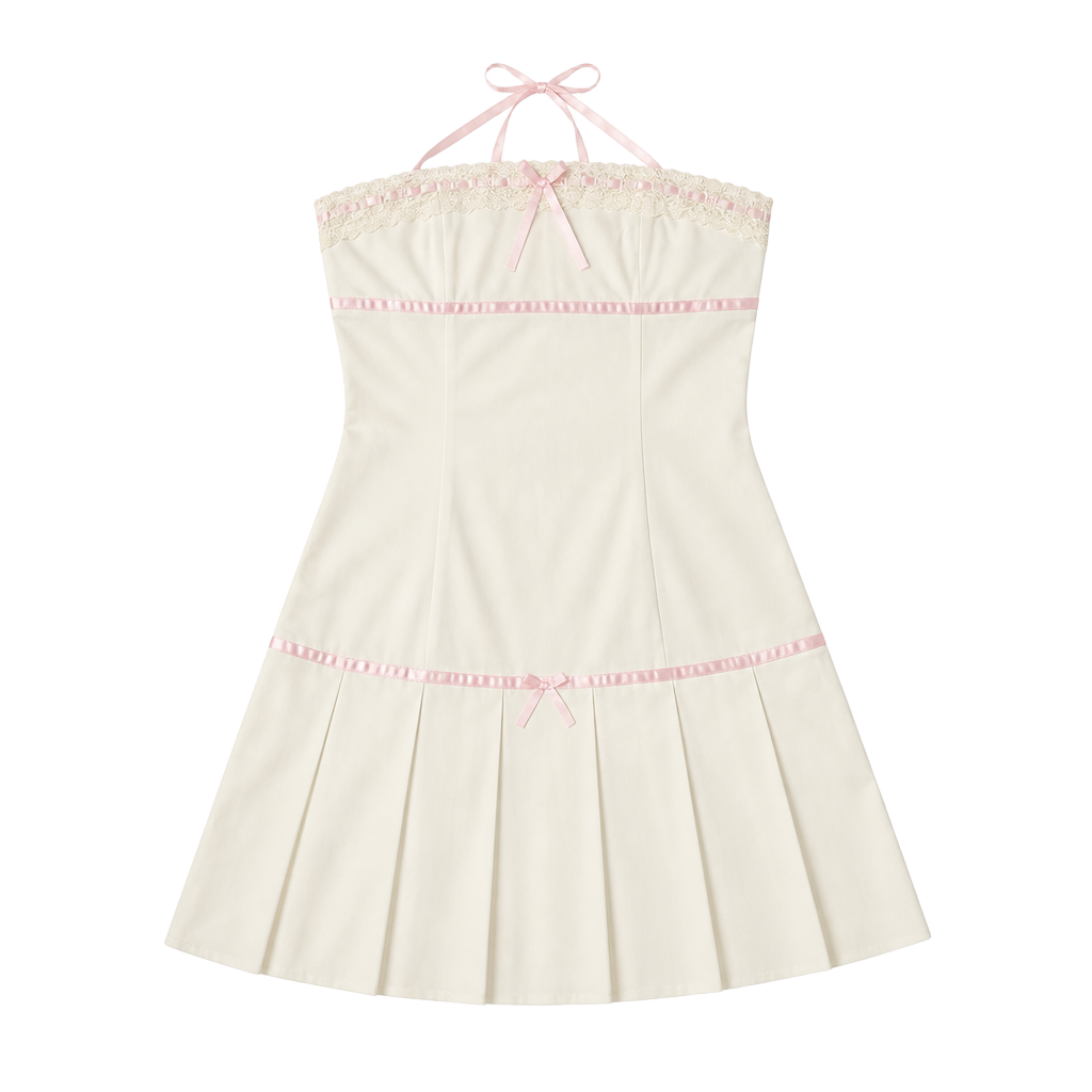 Candy Coated Bustier Mini Dress - Pink Ribbon 1