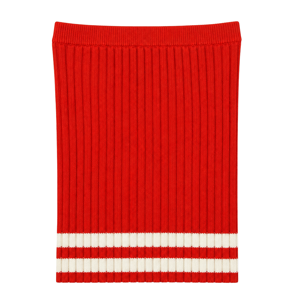 ASOS Red Ribbed Knit Mini Skirt with White Striped Hem Size US 10 1