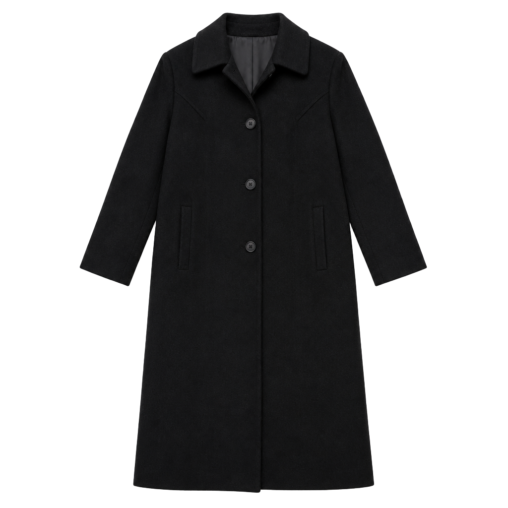 Liz Claiborne Wool Coat Size 14 Black Long Trench Jacket 1