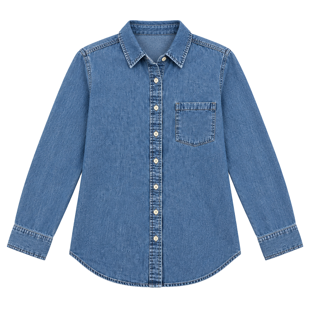 Talbots Women’s Medium Chambray Denim Button Front Shirt 100% Cotton 1