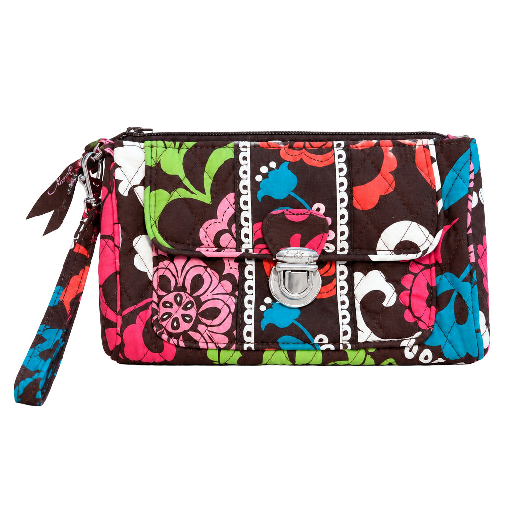 Vera Bradley Lola Floral Quilted Pushlock Wristlet Wallet Purse 1