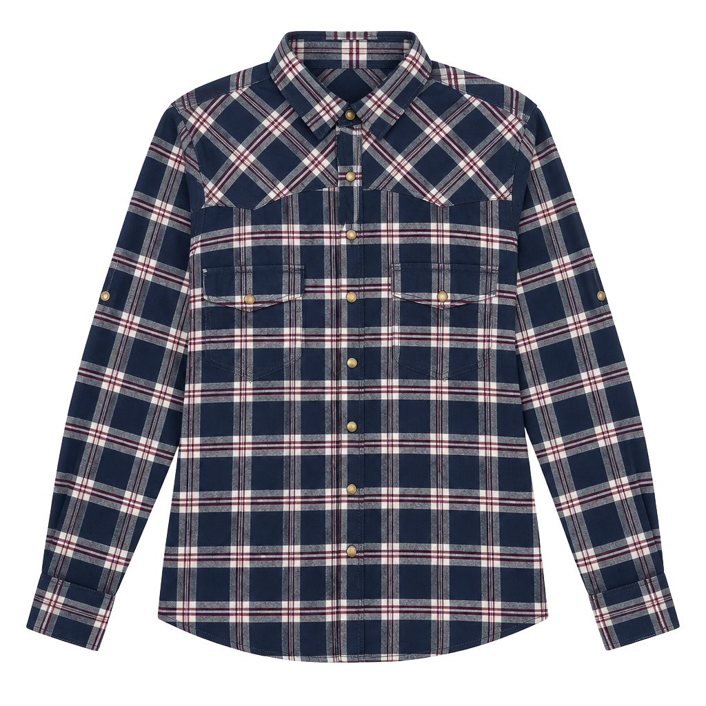 Jachs Girlfriend Blue Plaid Flannel Long Sleeve Shirt pearl snaps Size XL (323) 1