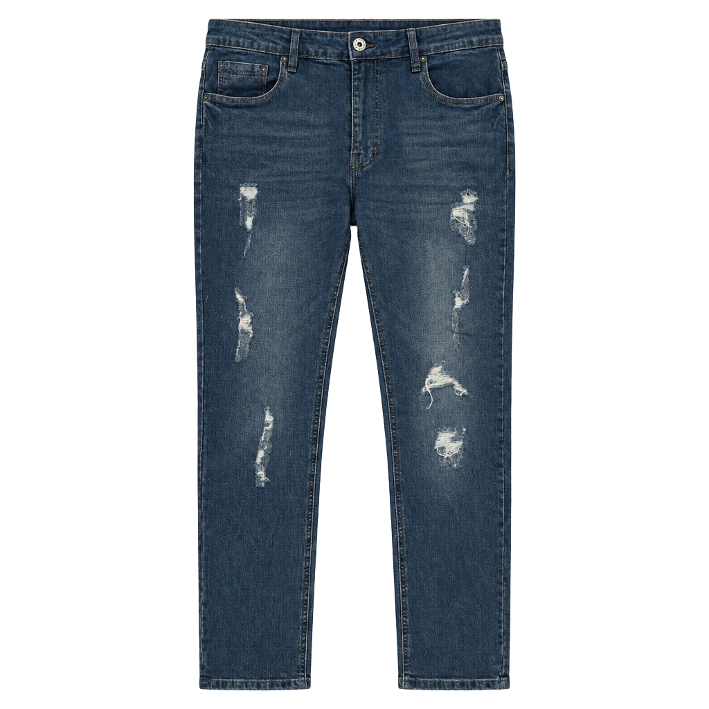 Six Lincoln Slim Fit Distressed Ripped Denim Jeans Size 34x32 Blue (321) 1