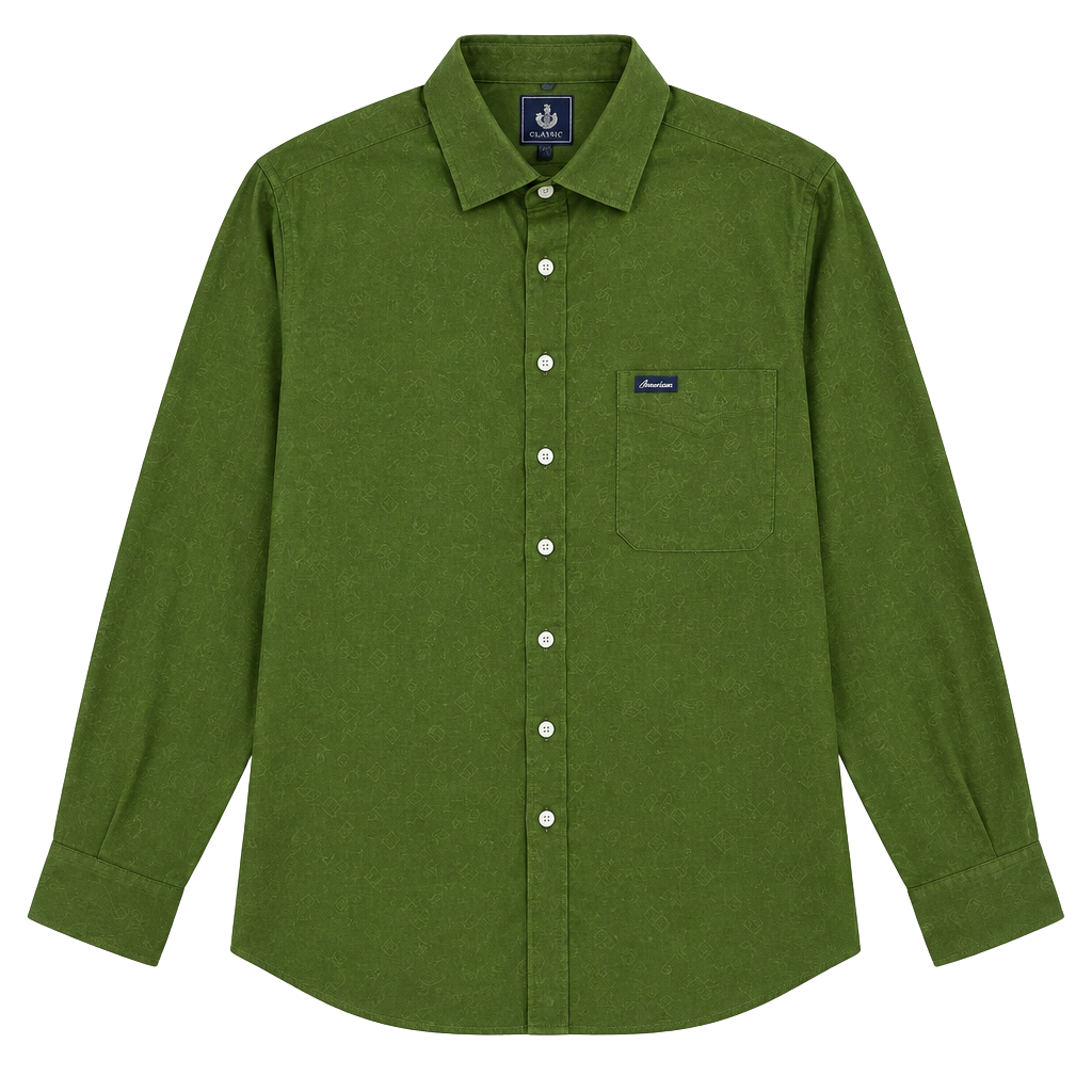 Facomnoble Green Corduroy Long Sleeve Button Down Shirt Size XL (322) 1
