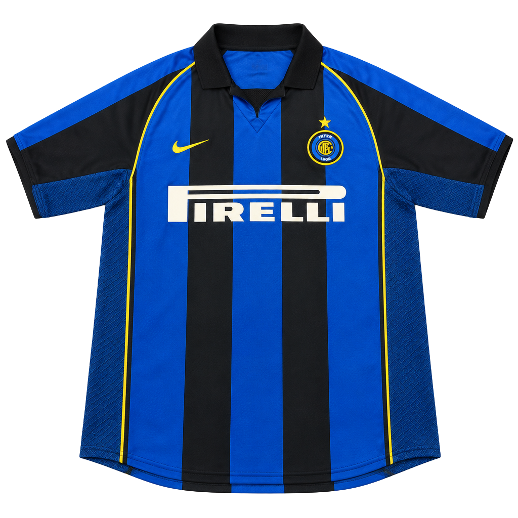 Nike Inter Milan 2001/02 Home Soccer Jersey Blue Black Pirelli 1