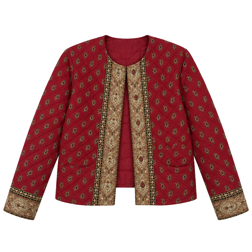 Vera Bradley Quilted Jacket Size M Red Paisley Vintage 1
