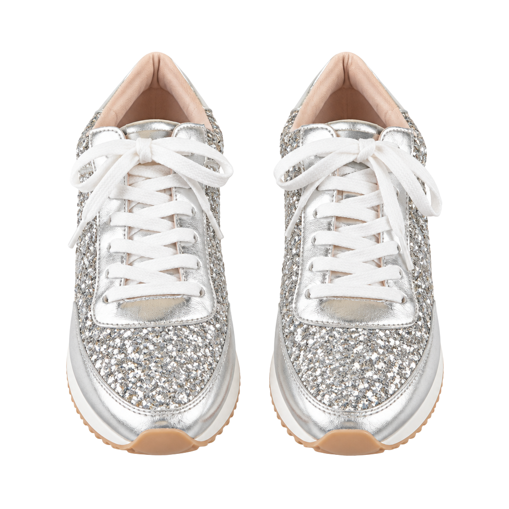 Kate Spade Felicia Sneakers Size 7.5 Silver Glitter 1
