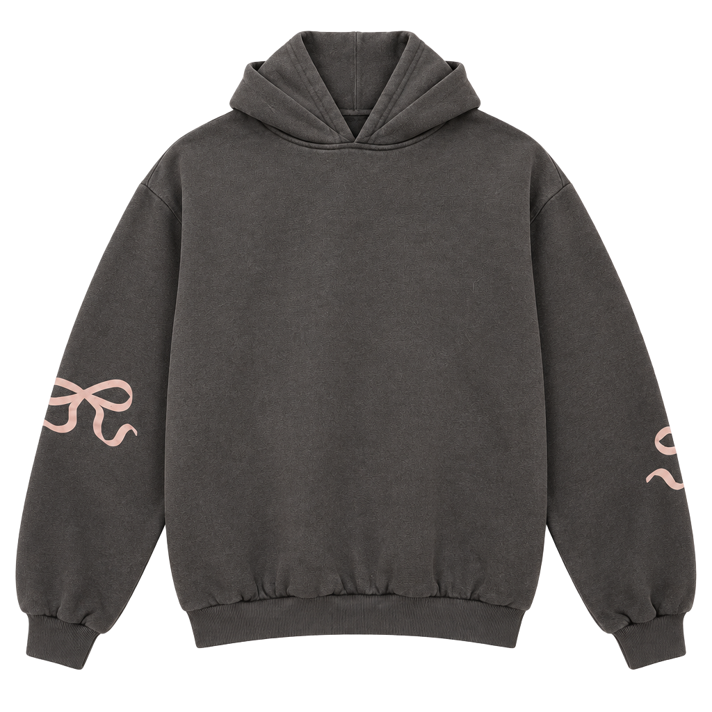 Edikted Bonney Bow Detail Hoodie Size M Dark Gray 1