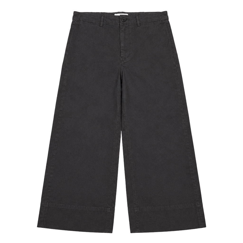Everlane Wide Leg Trousers Size 12 Black Cotton Crop Pants 1