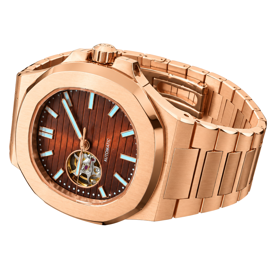 Custom Mod 40mm NH38 Automatic Open Heart Rose Gold 1