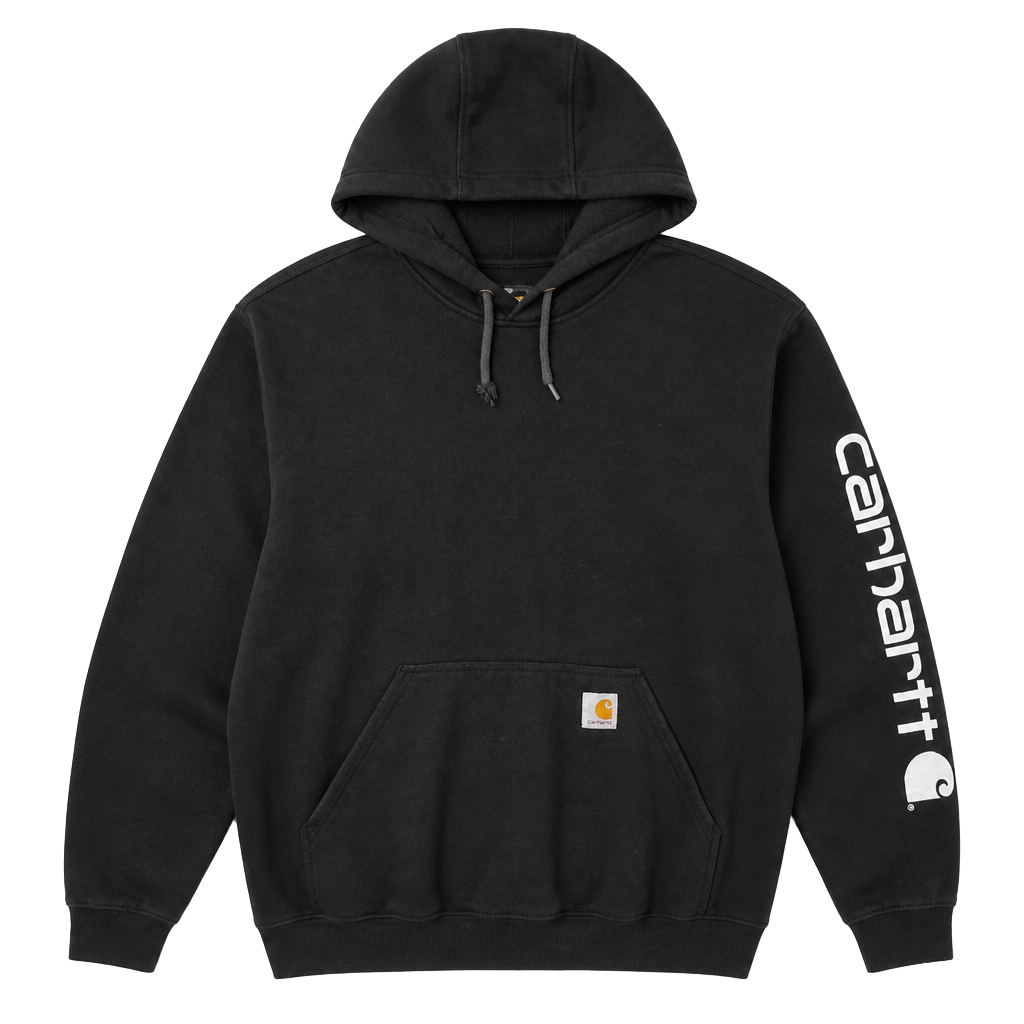 Carhartt Men's Midweight Logo Sleeve Hoodie - Black - Size M 1